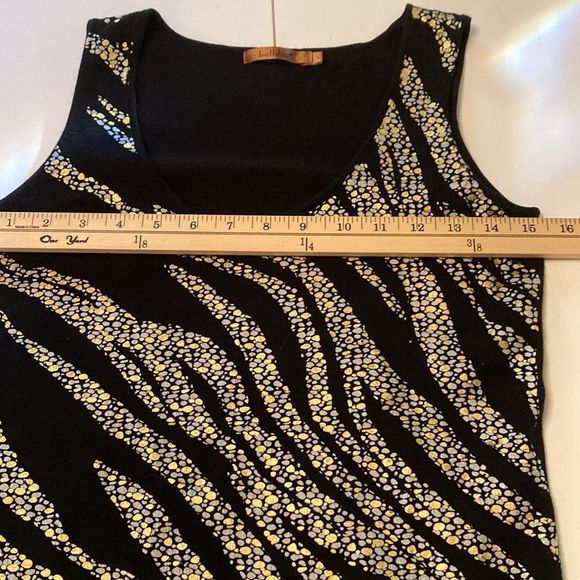 Belldini Top Knit Black Gold Pewter Sleeveless Layering Tank Top - Picture 9 of 12